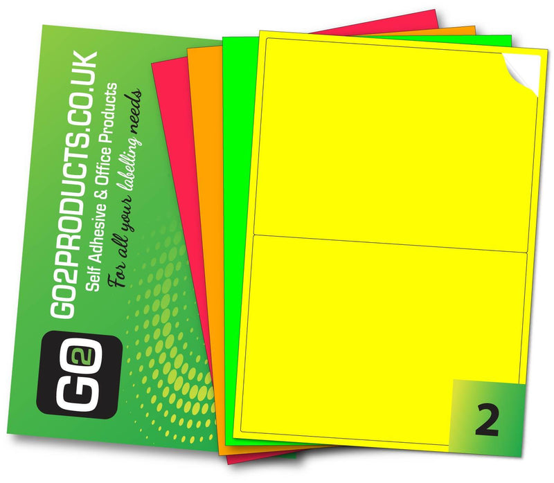 Fluorescent Adhesive Printer Labels 199.6mm x 143.5mm - Go2products