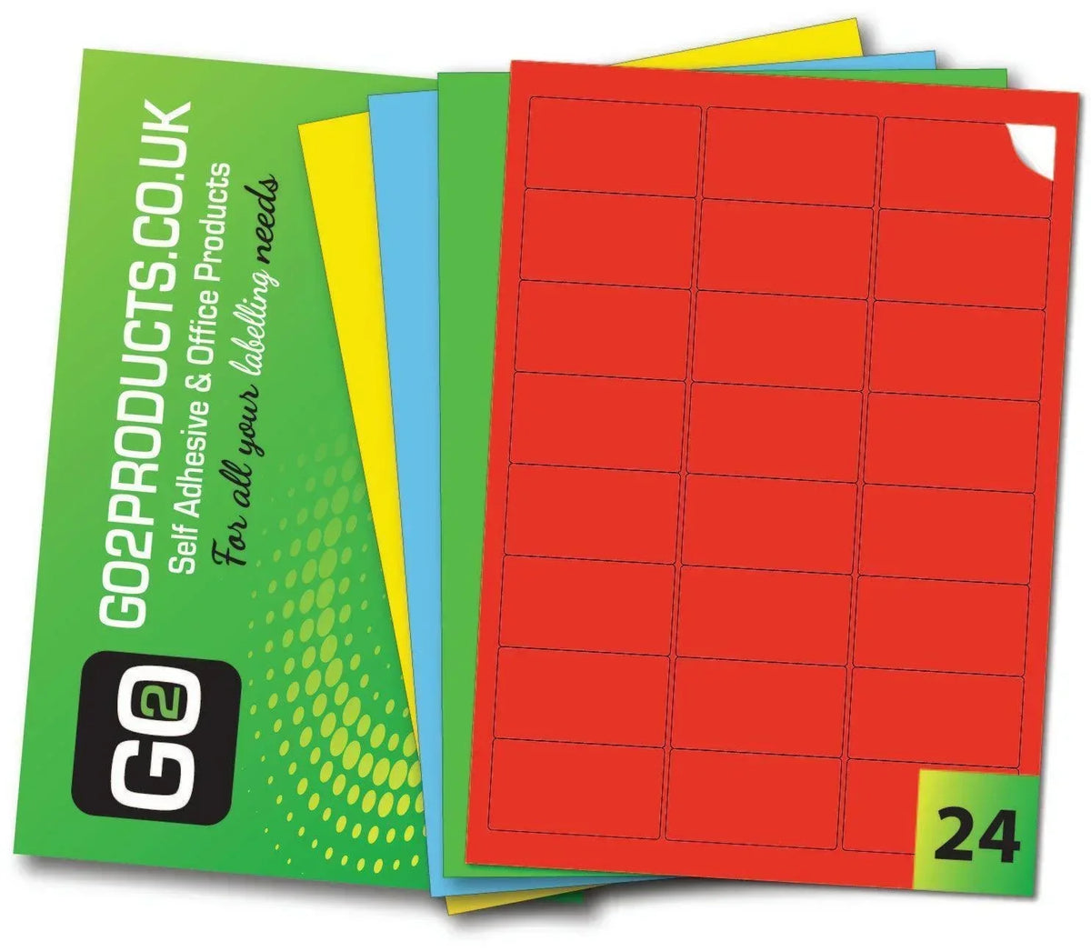 Coloured Adhesive Printer Labels (63.5mm x 33.9mm) - Go2products