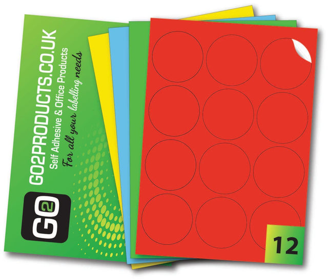 Coloured Round Labels (64mm Diameter) - Go2products