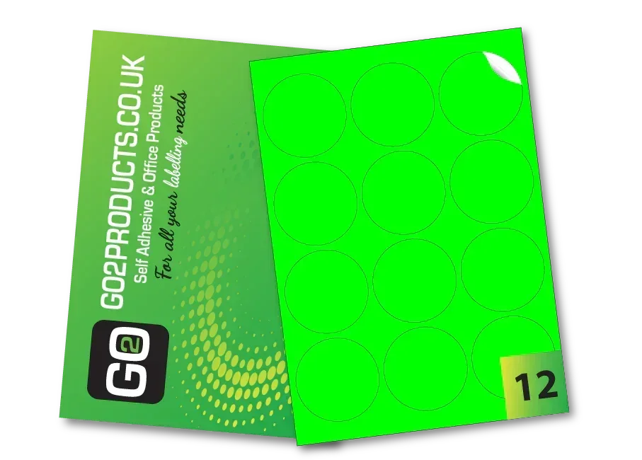 64mm Round Labels – 12 Per A4 Sheet