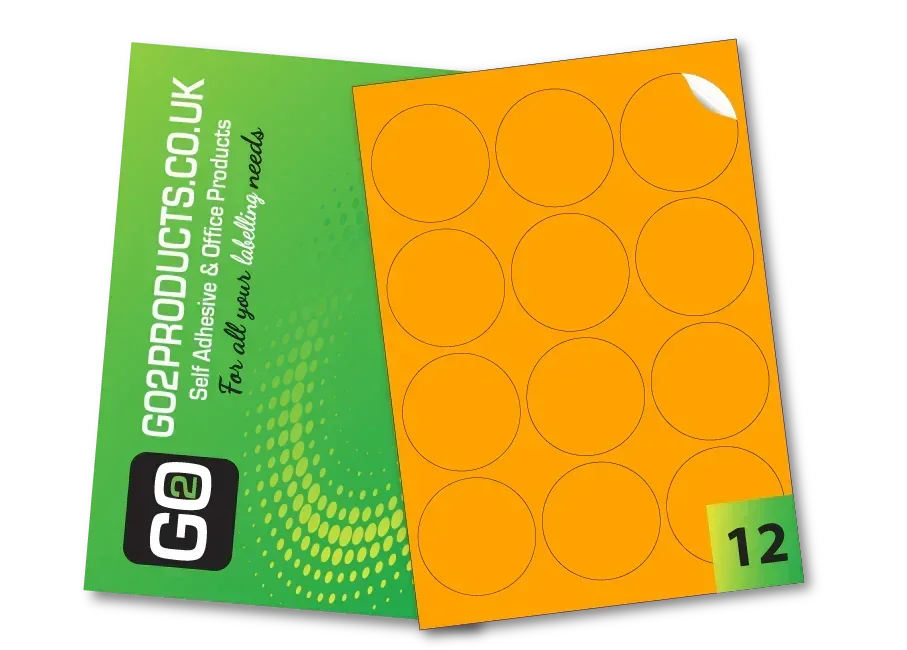 64mm Round Labels – 12 Per A4 Sheet