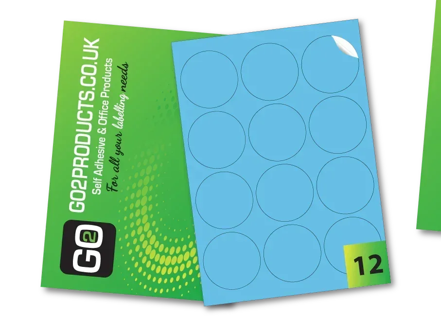 64mm Round Labels – 12 Per A4 Sheet