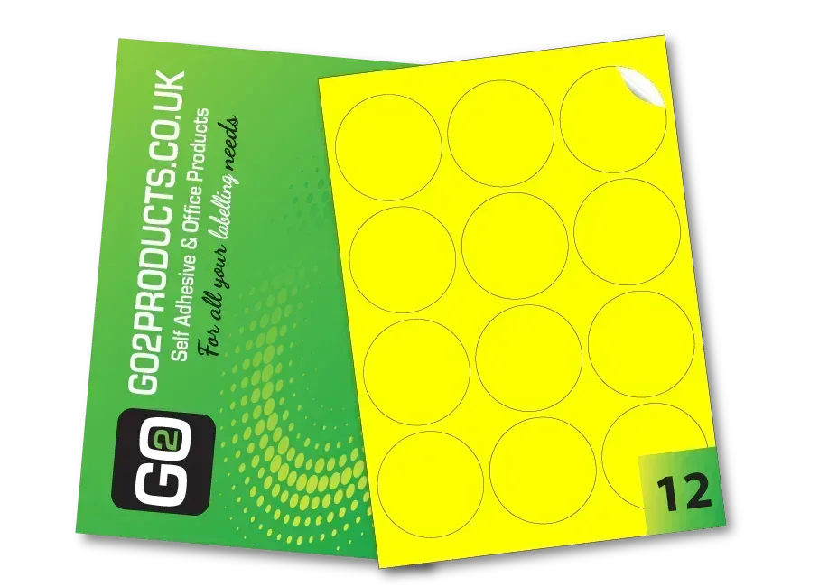 64mm Round Labels – 12 Per A4 Sheet