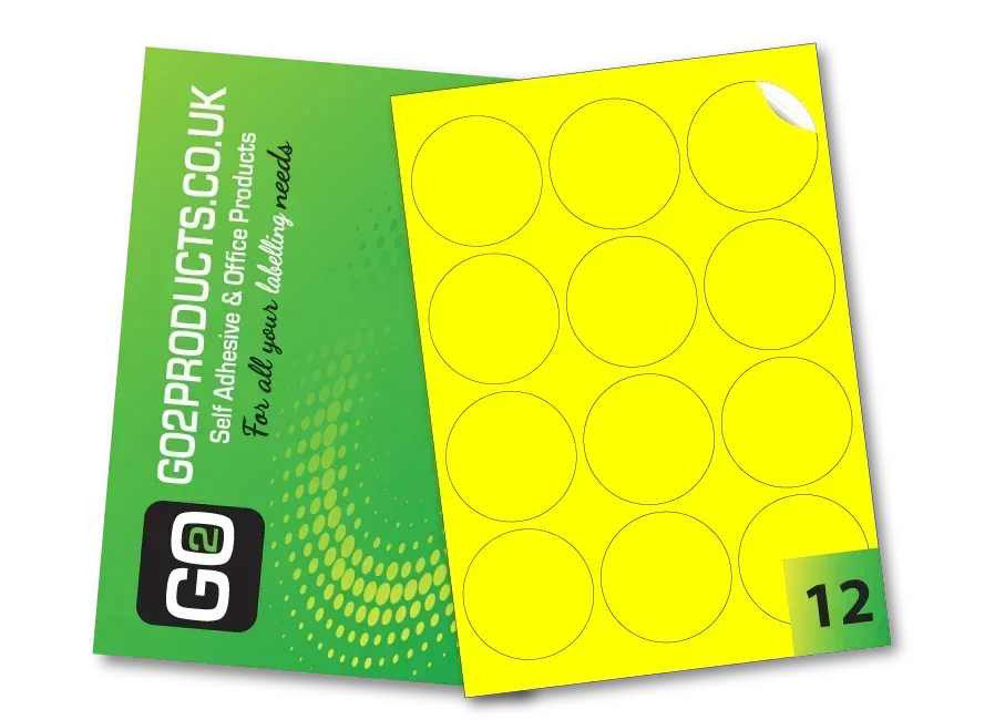 64mm Round Labels – 12 Per A4 Sheet