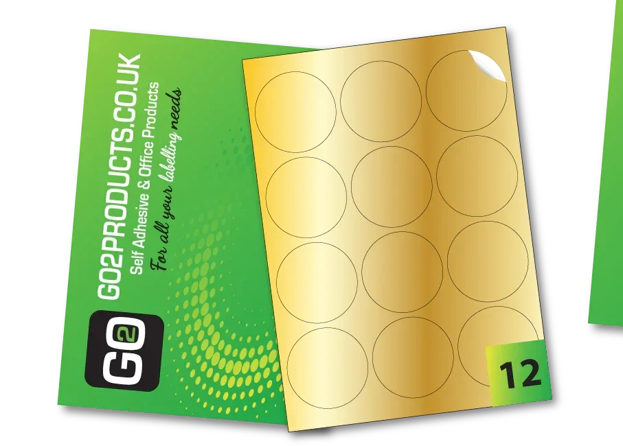 64mm Round Labels – 12 Per A4 Sheet