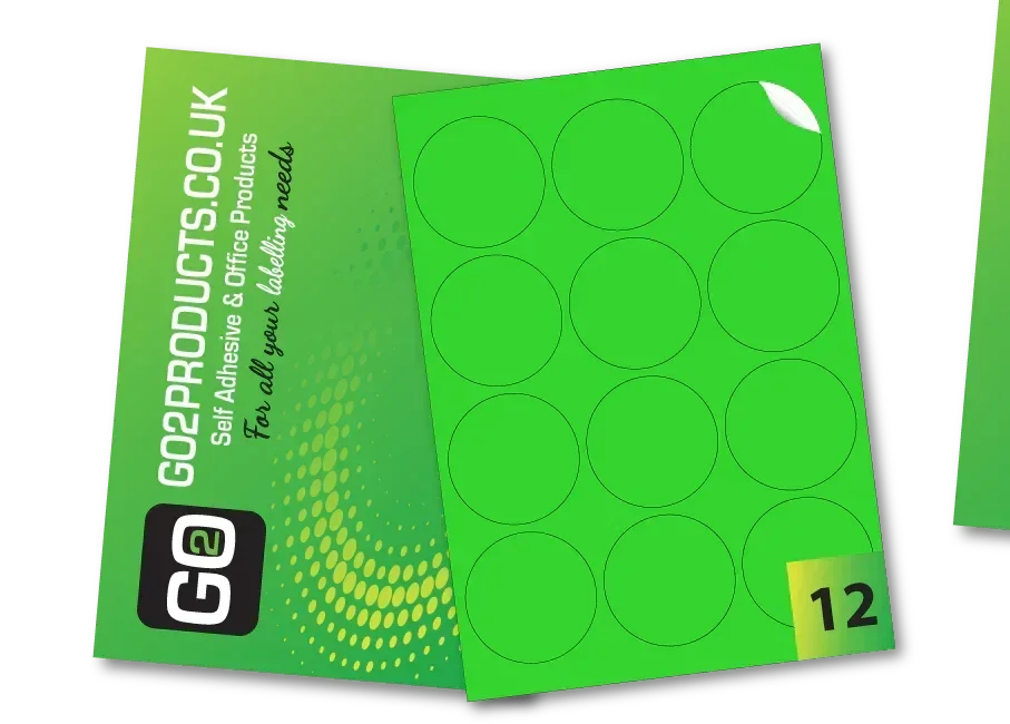 64mm Round Labels – 12 Per A4 Sheet