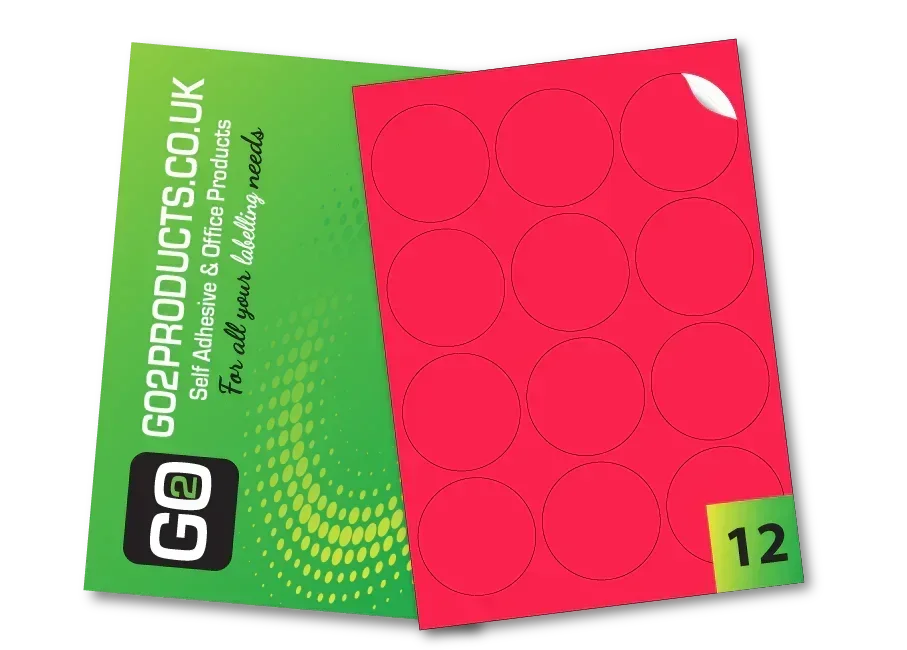 64mm Round Labels – 12 Per A4 Sheet