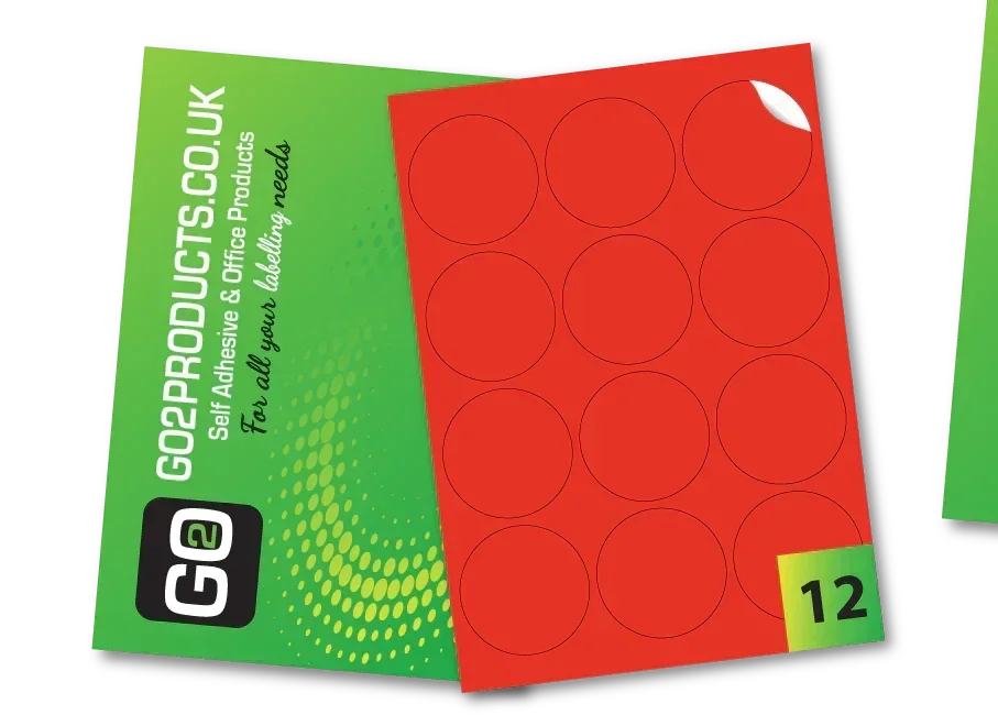 64mm Round Labels – 12 Per A4 Sheet