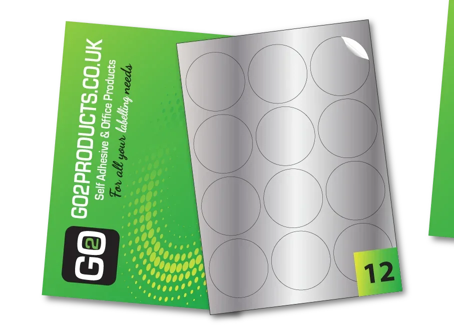 64mm Round Labels – 12 Per A4 Sheet