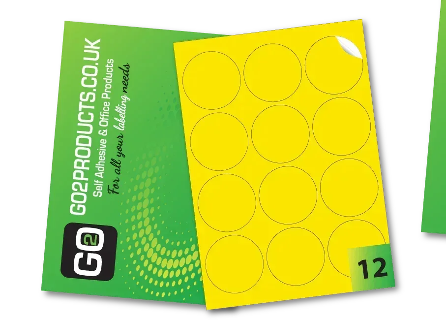 64mm Round Labels – 12 Per A4 Sheet