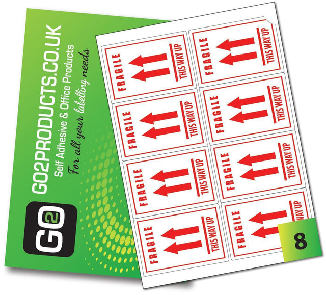 Fragile This Way Up Labels (99mm x 68mm) - Go2products
