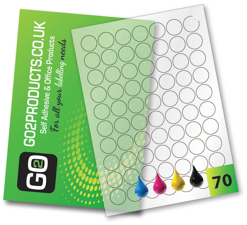 25mm Circles Transparent Inkjet Labels - Go2products