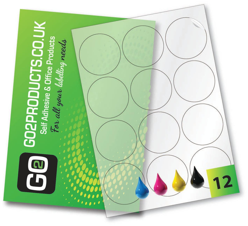 64mm Circles Transparent Inkjet Labels - Go2products