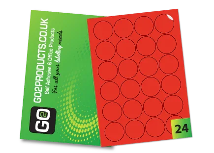 45mm Round Labels – 24 Per A4 Sheet