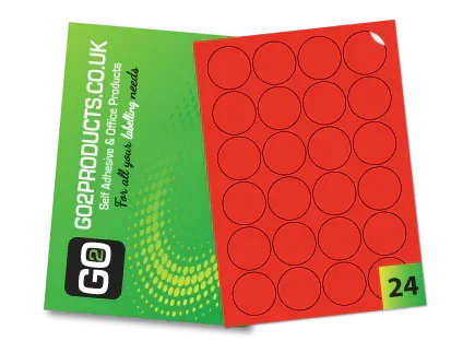 45mm Round Labels – 24 Per A4 Sheet