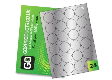 45mm Round Labels – 24 Per A4 Sheet