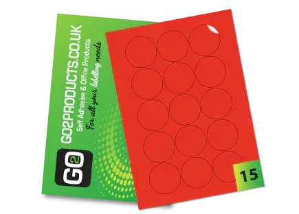 51mm Round Labels – 15 Per A4 Sheet