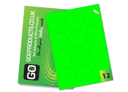 64mm Round Labels – 12 Per A4 Sheet