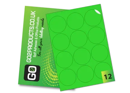 64mm Round Labels – 12 Per A4 Sheet