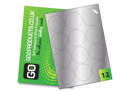 64mm Round Labels – 12 Per A4 Sheet