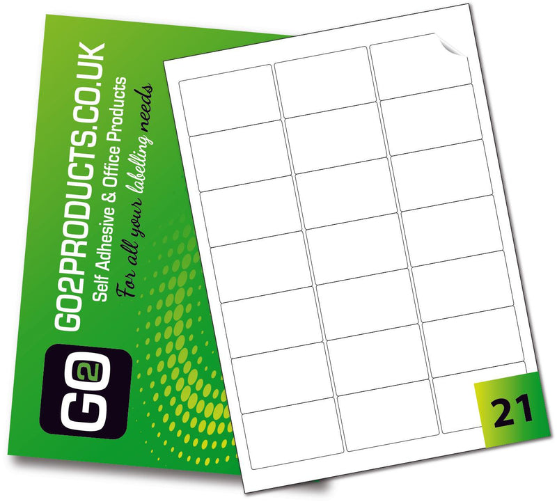 LL21 WTR - A4 Removable Labels - Matt White Peelable Printer Labels on Sheets 63.5mm x 38.1mm