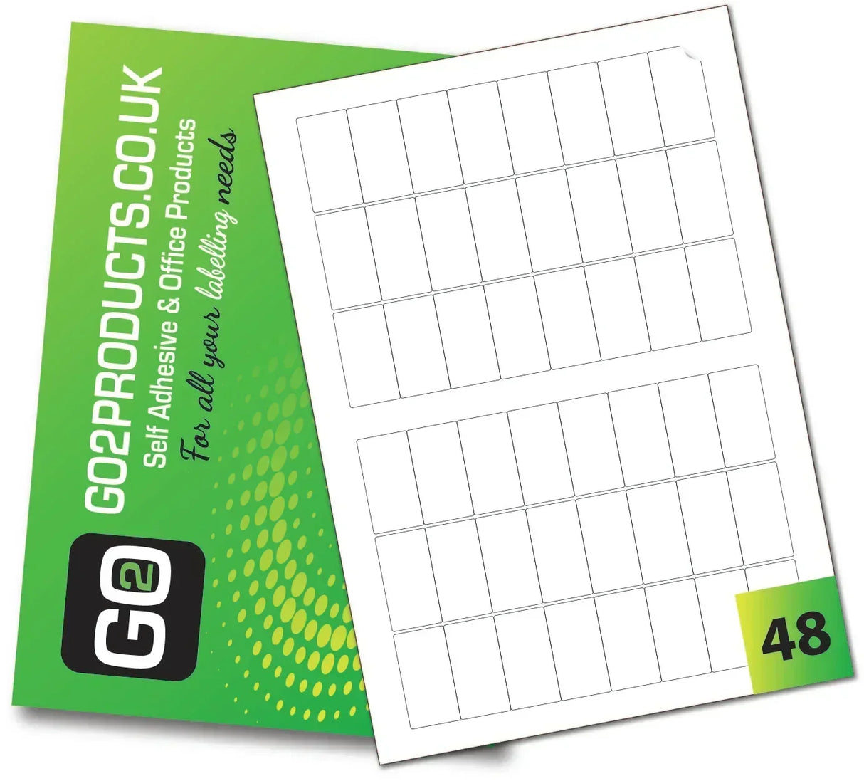 SRA3 sheet with 48 rectangular adhesive label stickers, office labeling product