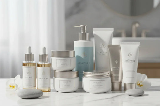 high qualtiy cosmetic lables on bottles and other cosmetic products labelled.