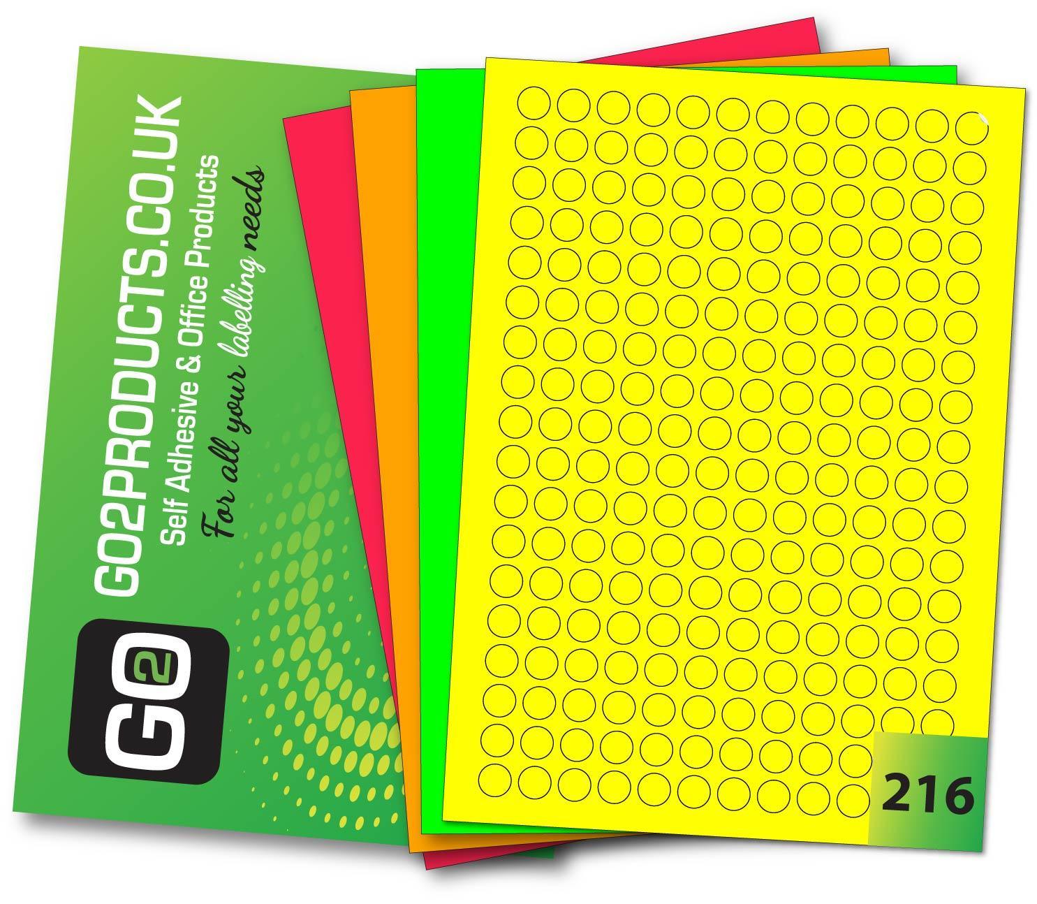 Fluorescent Round Labels (13mm Diameter) - Go2products