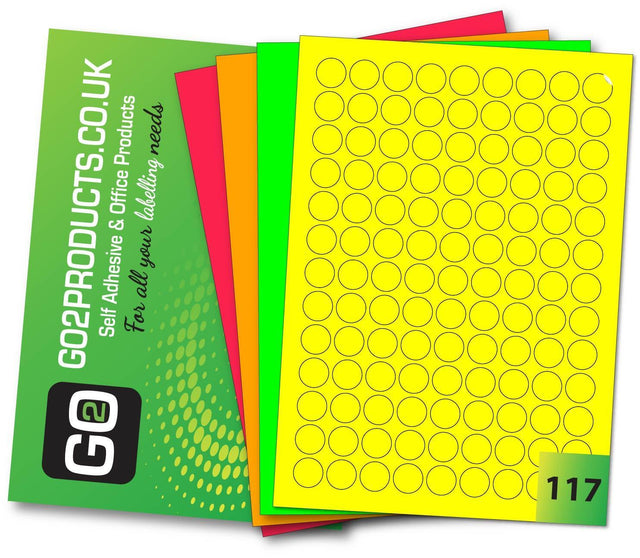 Fluorescent Round Labels (19mm Diameter) - Go2products