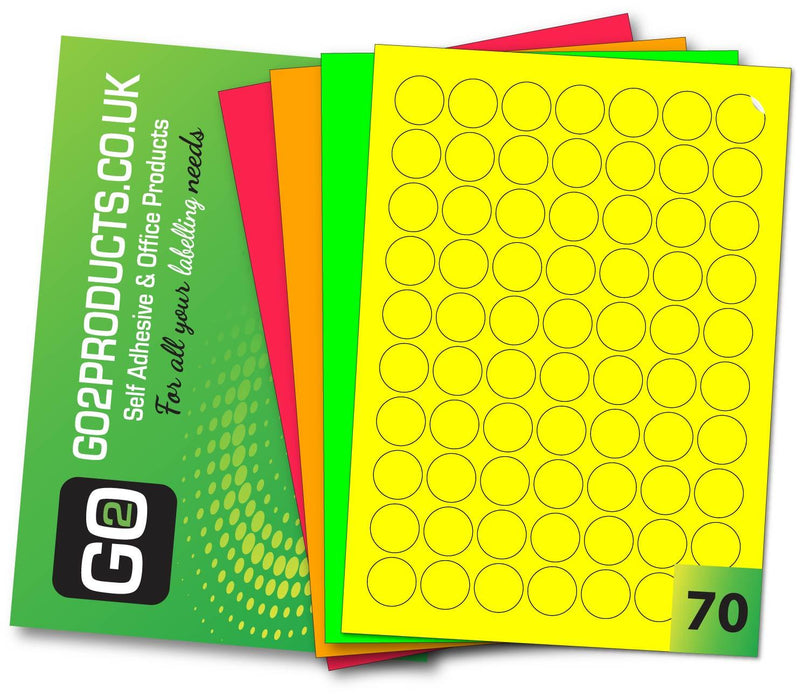 Fluorescent Round Labels 25mm Diameter - Go2products