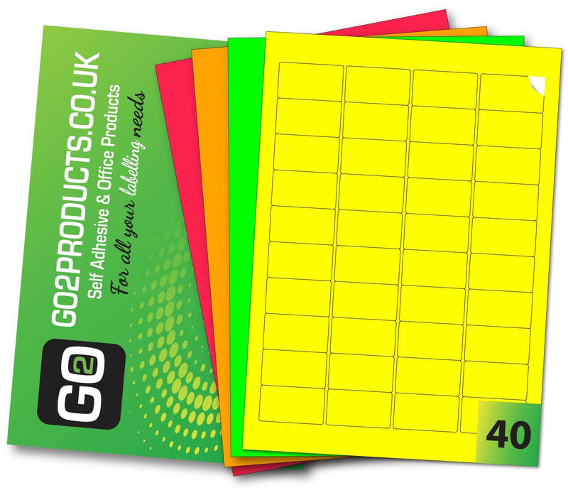 Fluorescent Adhesive Printer Labels 45.7mm x 25.5mm - Go2products
