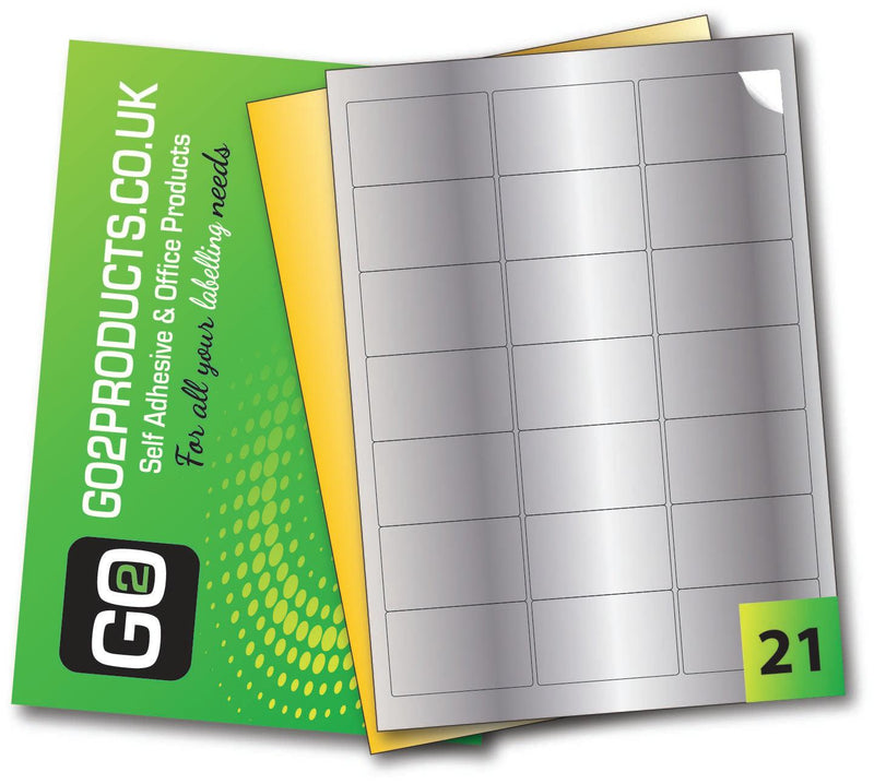 Metallic Adhesive Labels 63.5mm x 38.1mm - Go2products