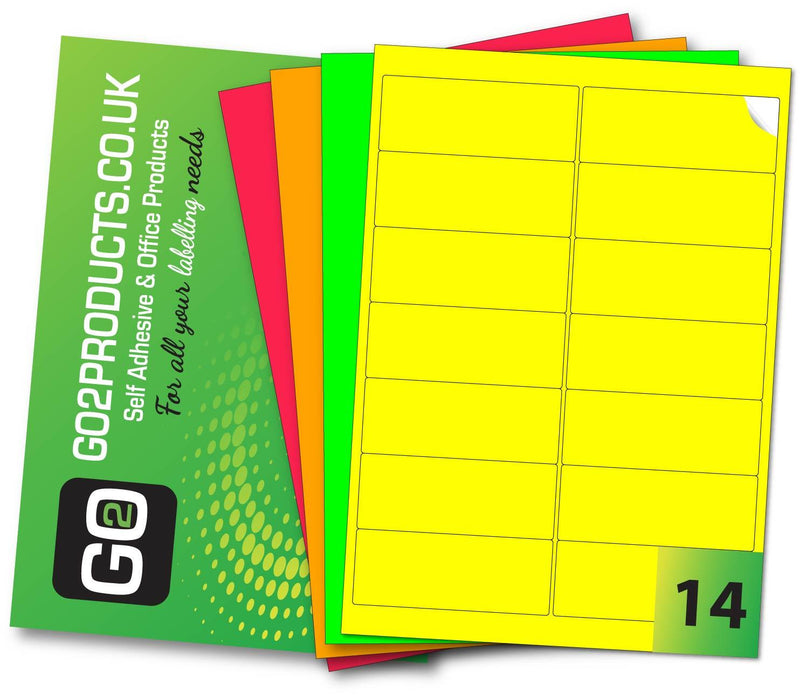 Fluorescent Adhesive Printer Labels 99.1mm x 38.1mm - Go2products