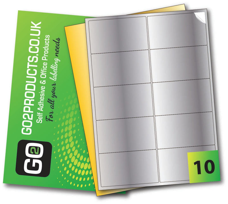 Metallic Adhesive Labels 99.1mm x 57.3mm - Go2products