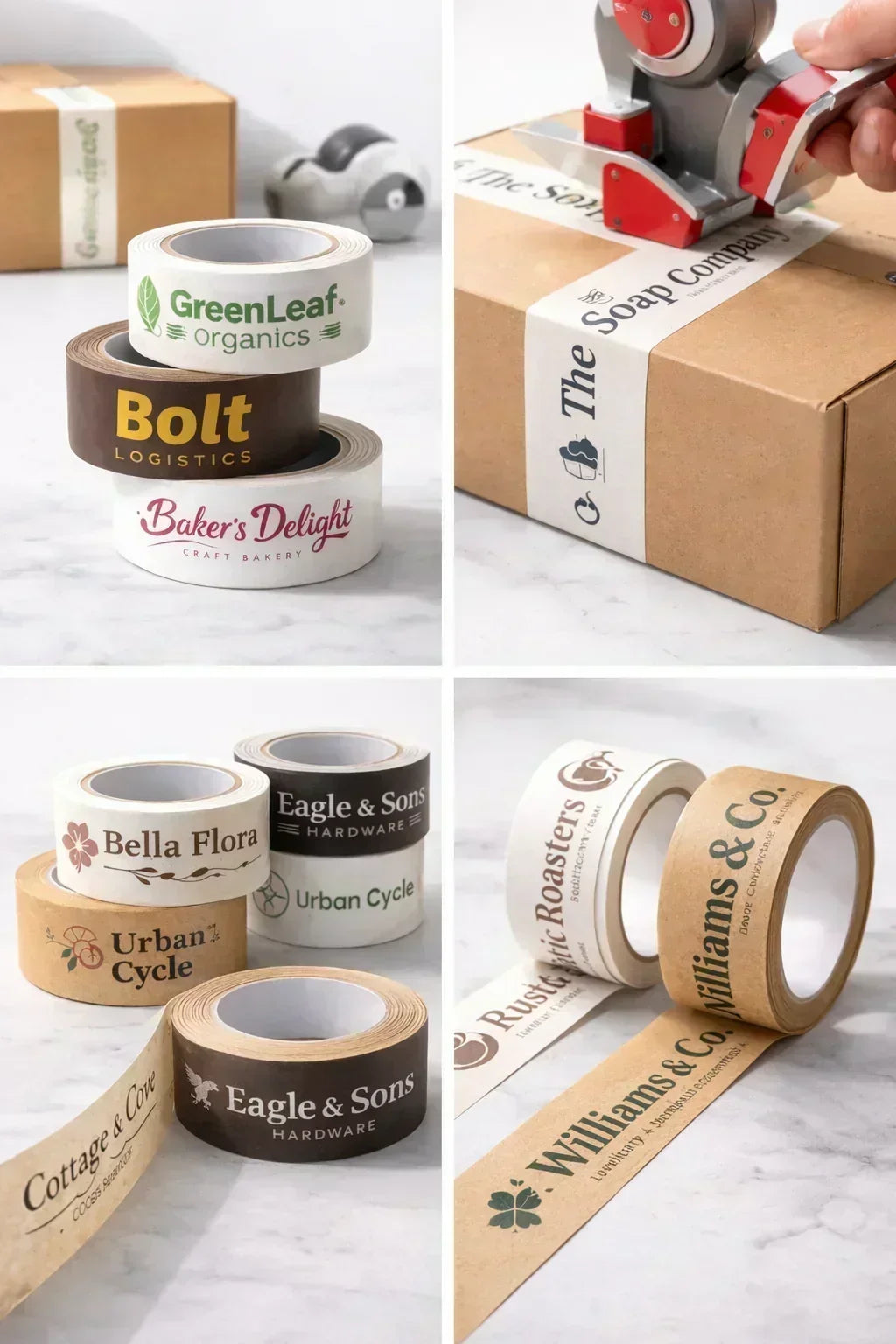 Polypropylene vinyl and paper custom printed packaging tape materials