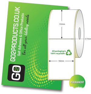 102mm x 152mm Direct Thermal Roll Labels | 25mm Core 6,000 Labels - Go2products