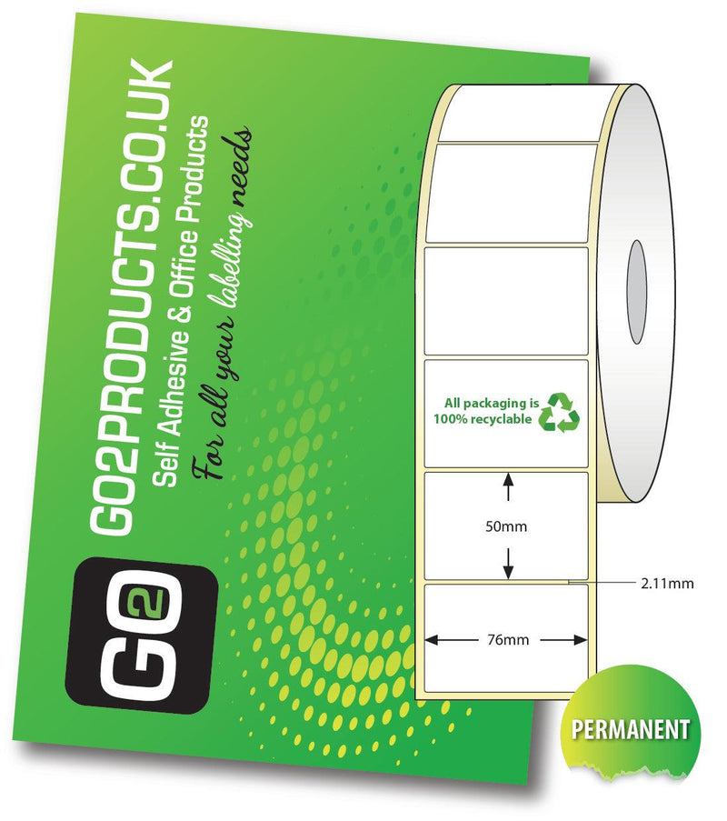 76mm x 50mm Direct Thermal Roll Labels | 25mm Core 24,000 Labels - Go2products