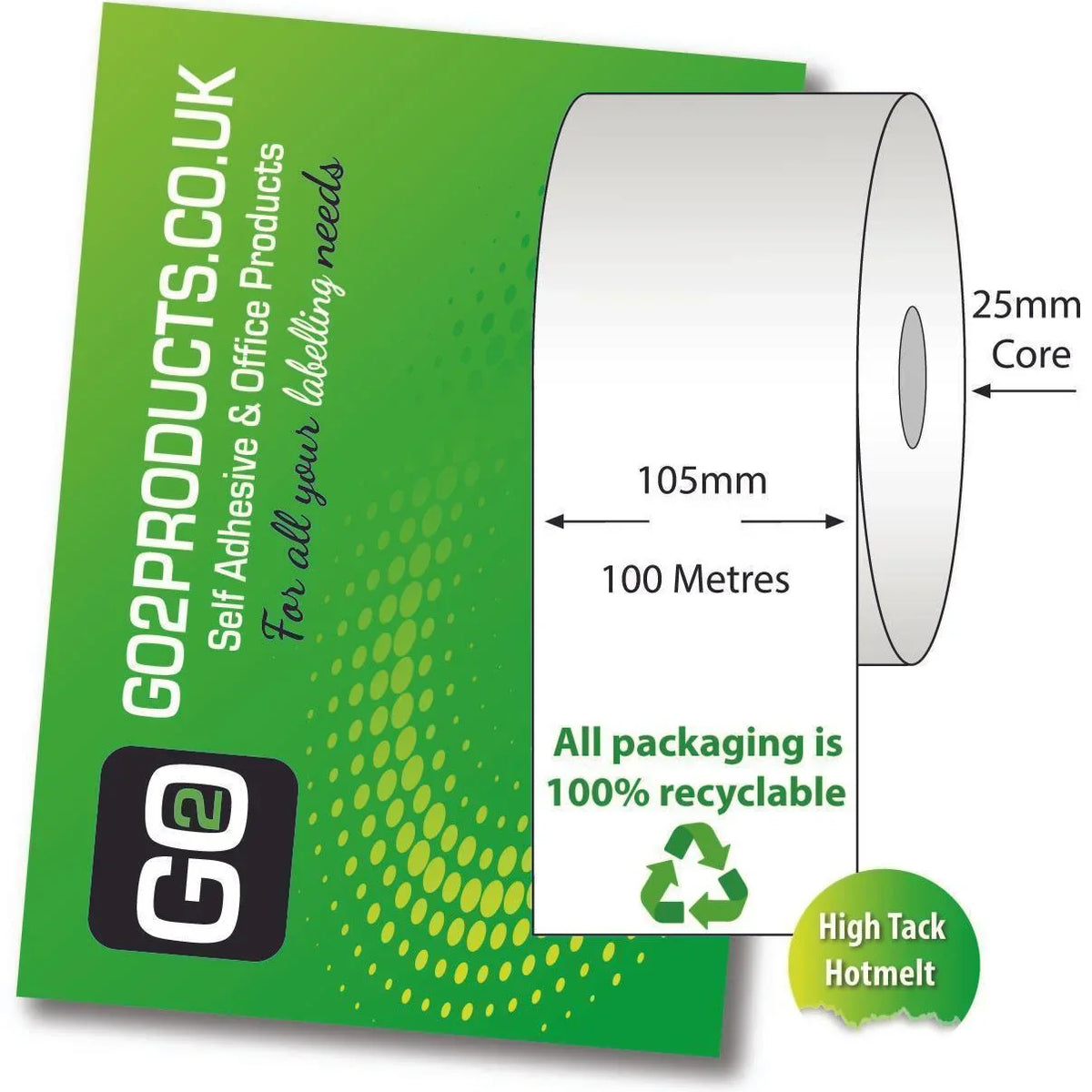 Seal Less Label Linerless Paper Label 105mm x 100m | Go2Products