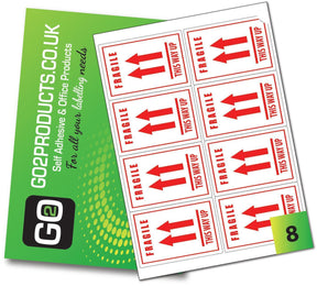 Fragile This Way Up Labels (99mm x 68mm) - Go2products