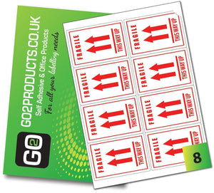 Fragile This Way Up Labels (99mm x 68mm) - Go2products