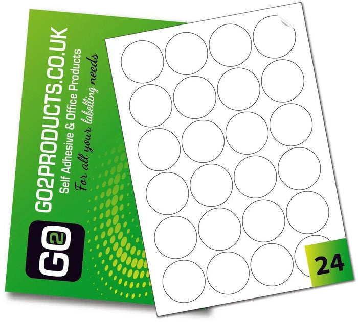 45mm Round Labels – 24 Per A4 Sheet