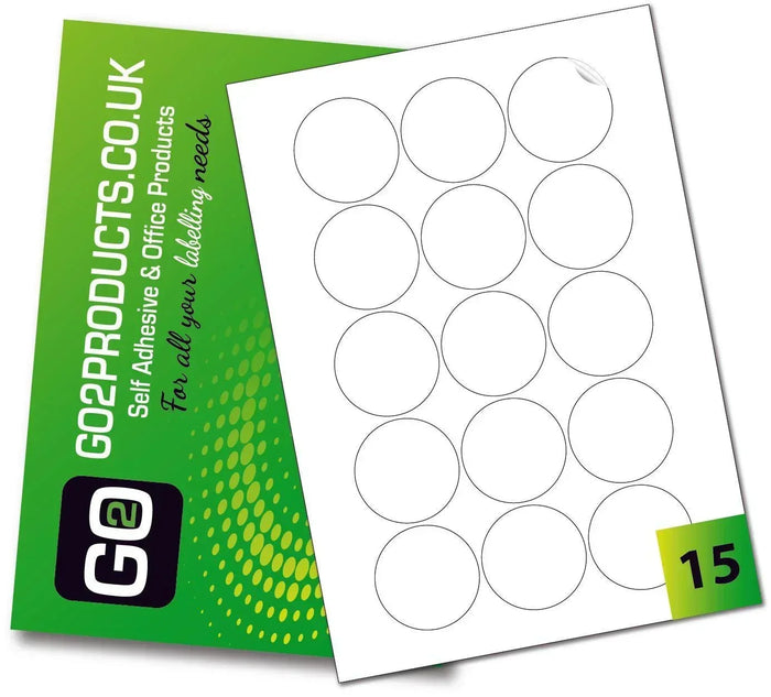 51mm Round Labels – 15 Per A4 Sheet
