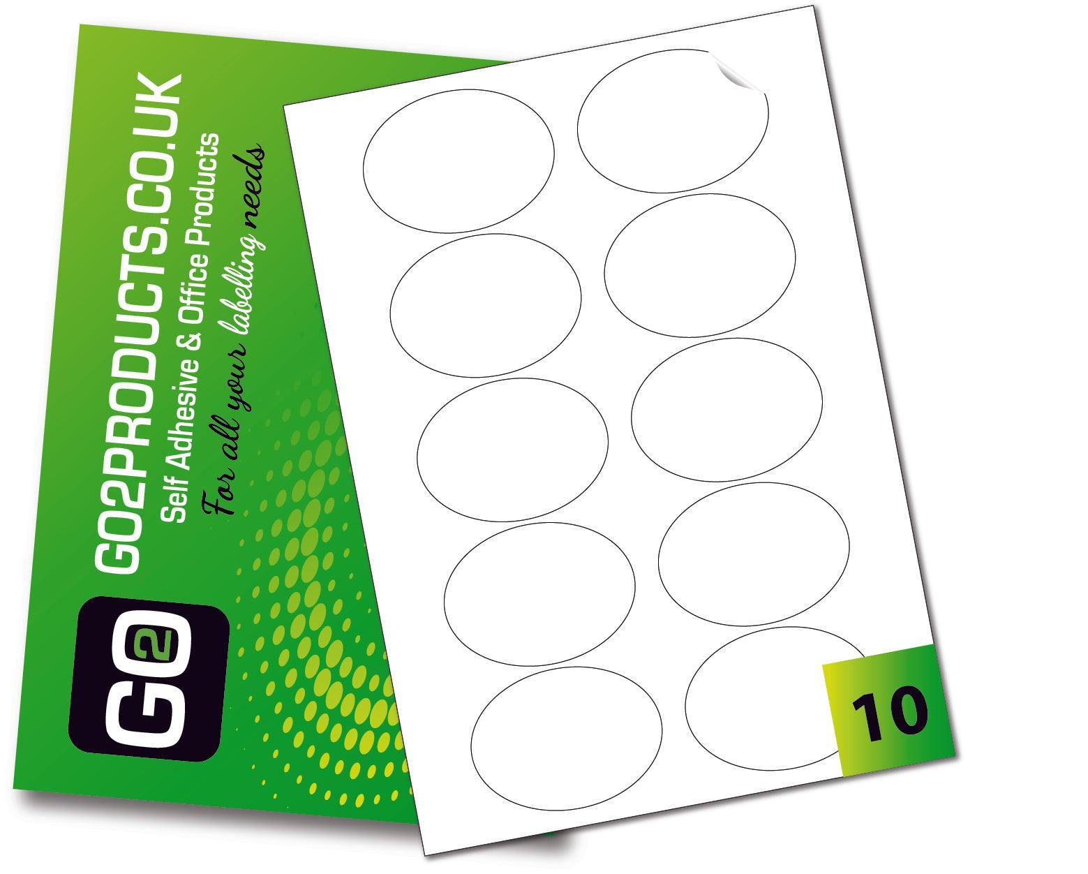 10 Matt White Oval Printer Labels (55mm x 75mm) - Go2products