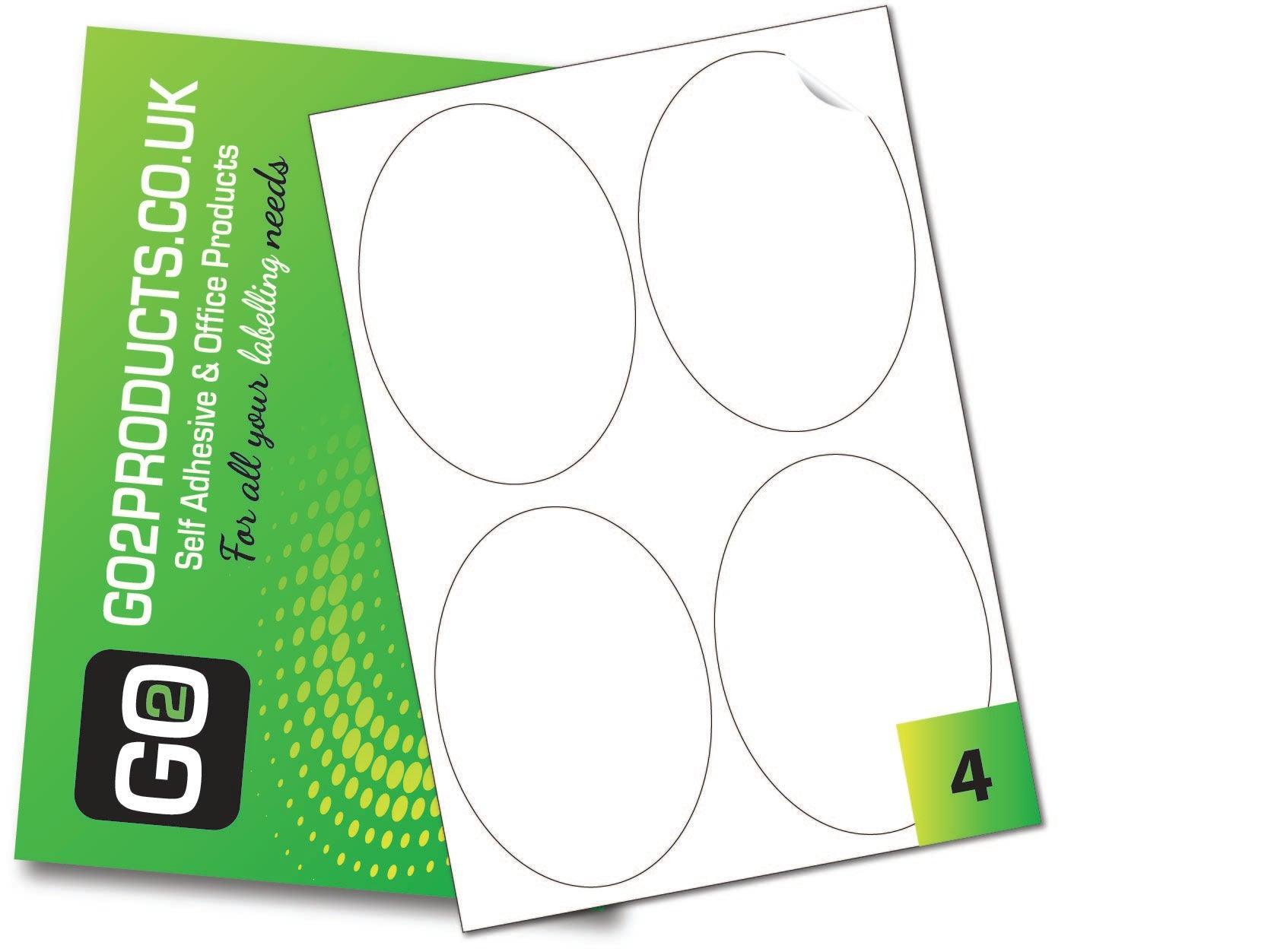 4 White Oval Printer Labels (95mm x 134mm) - Go2products