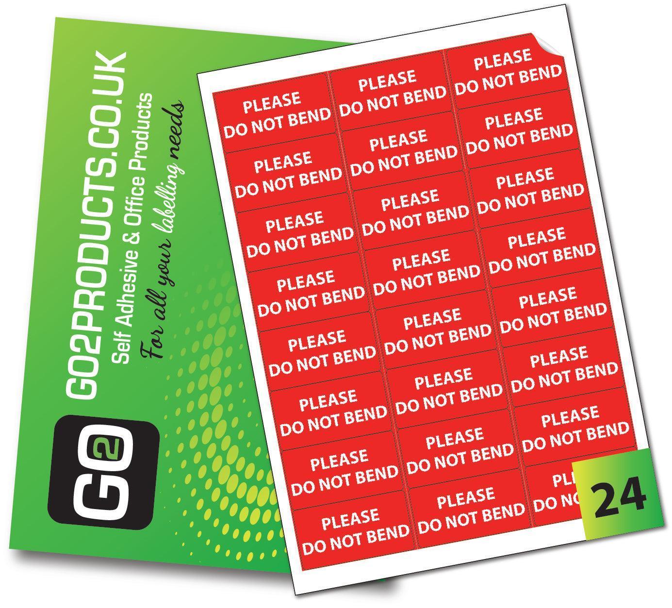 Please Do Not Bend Labels (63.5mm x 33.9mm) – Go2products