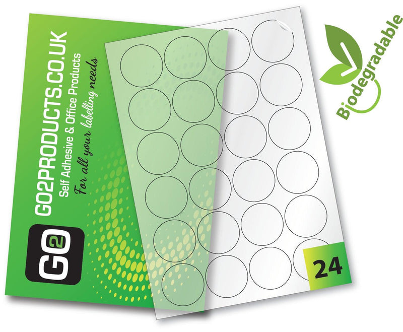 Round Transparent Biodegradable Paper Labels (45mm Diameter)