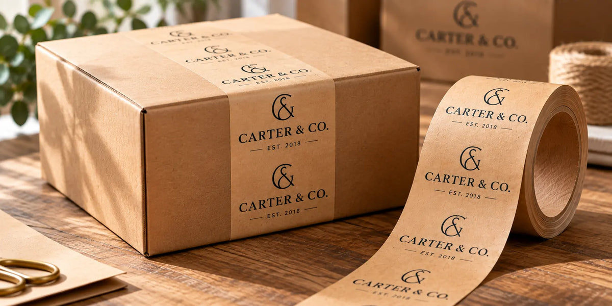 Printed paper packaging tape sealing kraft cardboard boxes
