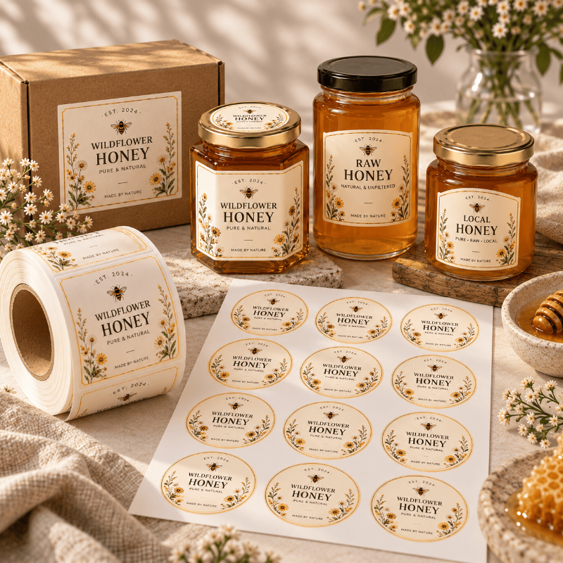Honey jar label size examples