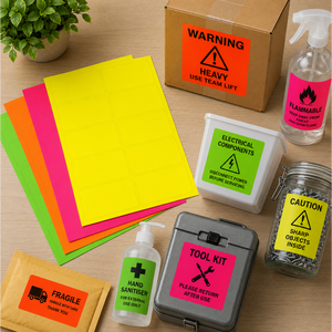 Fluorescent A4 Labels – Round & Rectangle