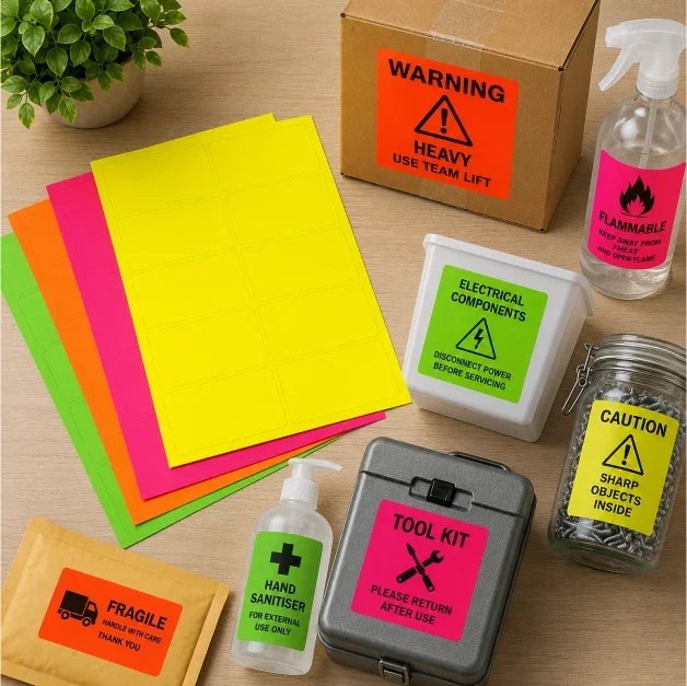 Fluorescent A4 Labels – Round & Rectangle